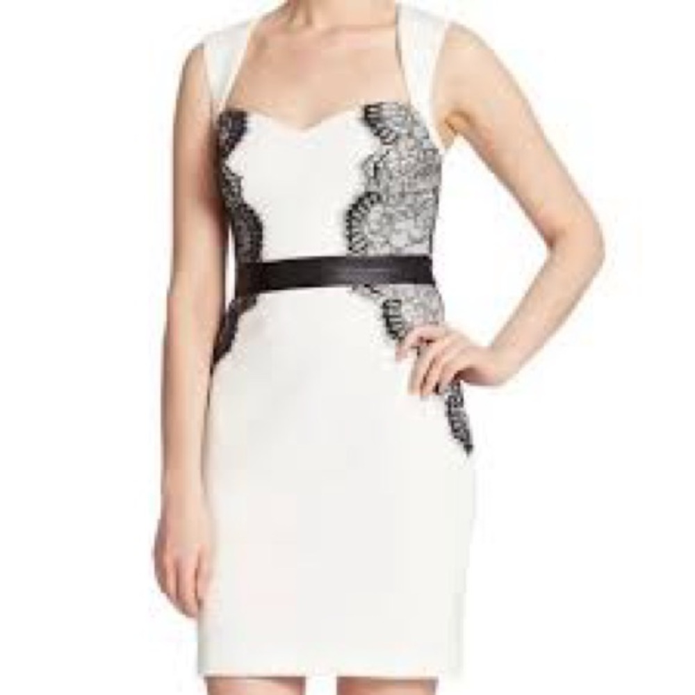 Guess Black and White Lace Mini Dress